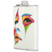 抽象芸術カラフル顔クール女性芸術 フラスク (左)