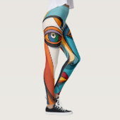 抽象芸術カラフル顔 レギンス (右)
