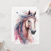 抽象芸術カラフル馬 カード (正面/裏面インサイチュ)