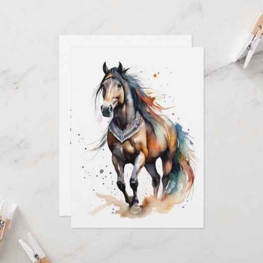 抽象芸術カラフル馬 カード (正面/裏面インサイチュ)