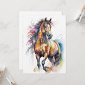 抽象芸術カラフル馬 カード (正面/裏面インサイチュ)