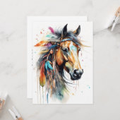 抽象芸術カラフル馬 カード (正面/裏面インサイチュ)