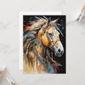 抽象芸術カラフル馬 カード (正面/裏面インサイチュ)