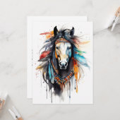 抽象芸術カラフル馬 カード (正面/裏面インサイチュ)