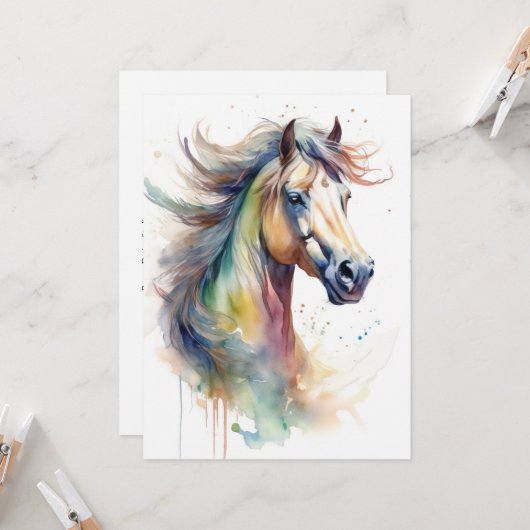抽象芸術カラフル馬 カード (正面/裏面インサイチュ)