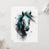 抽象芸術カラフル馬 カード (正面/裏面インサイチュ)