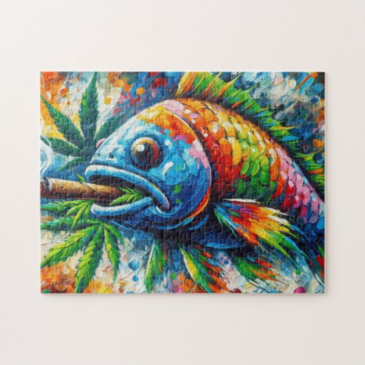 抽象芸術カラフル魚 ジグソーパズル (横)