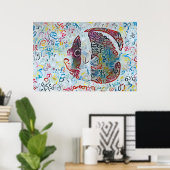 抽象芸術カラフル魚 ポスター (ホームオフィス)