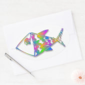 抽象芸術カラフル魚 楕円形シール (封筒)