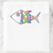 抽象芸術カラフル魚 楕円形シール (バッグ)