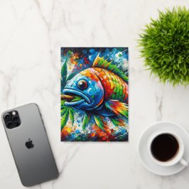 抽象芸術カラフル魚 箔グリーティングカード