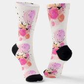 抽象芸術カラフル鳥類パターン ソックス (傾斜あり)