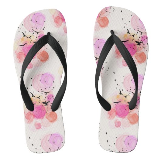 抽象芸術カラフル鳥類パターン ビーチサンダル (フットベッド)