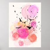 抽象芸術カラフル鳥類パターン ポスター (正面)