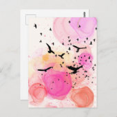 抽象芸術カラフル鳥類パターン ポストカード (正面/裏面)