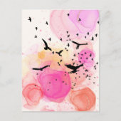 抽象芸術カラフル鳥類パターン ポストカード (正面)