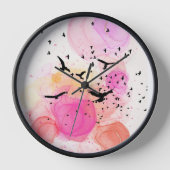 抽象芸術カラフル鳥類パターン 壁時計 (正面)