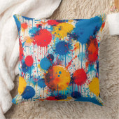 抽象芸術カラフル（ばちゃばちゃ）跳ねる クッション (ブランケット)