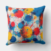 抽象芸術カラフル（ばちゃばちゃ）跳ねる クッション (裏面)