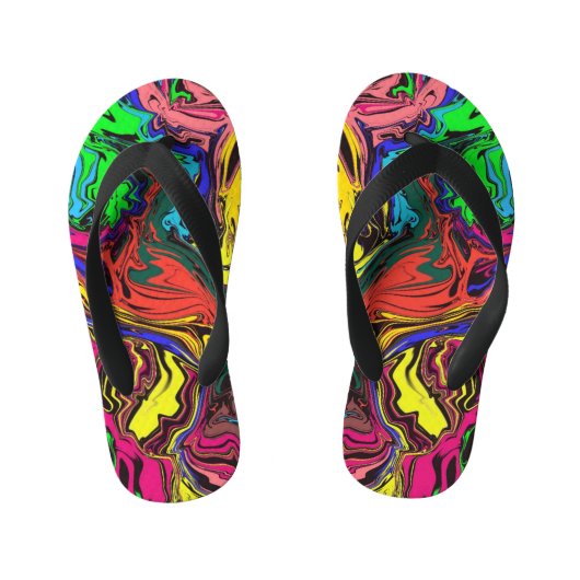 抽象芸術カラフル/プッシュ/ キッズビーチサンダル (フットベッド)