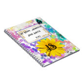 抽象芸術カラフル《写真》ぼけ味モノグラムヒマワリ ノートブック (右側)