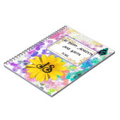 抽象芸術カラフル《写真》ぼけ味モノグラムヒマワリ ノートブック (左側)