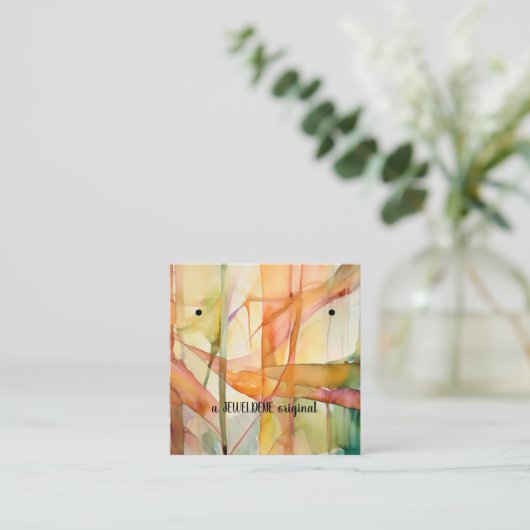 抽象芸術カラーのイヤリング表示カード スクエア名刺 (スタンド正面)