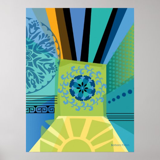 抽象芸術カラーのコラージュ ポスター (正面)