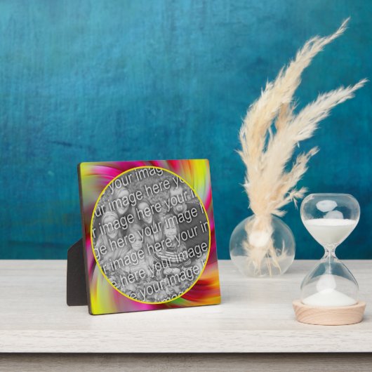 抽象芸術カラーの渦巻き旋回が自分の写真を追加 フォトプラーク (インサイチュ)