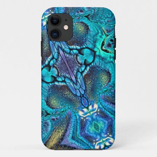 抽象芸術カラーエクスプロスアクアブルーティール(緑がかった色)金ゴールド Case-Mate iPhoneケース (裏面)