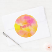 抽象芸術カラーグラデーション発光ジョイネーム ラウンドシール (封筒)
