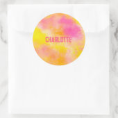 抽象芸術カラーグラデーション発光ジョイネーム ラウンドシール (バッグ)