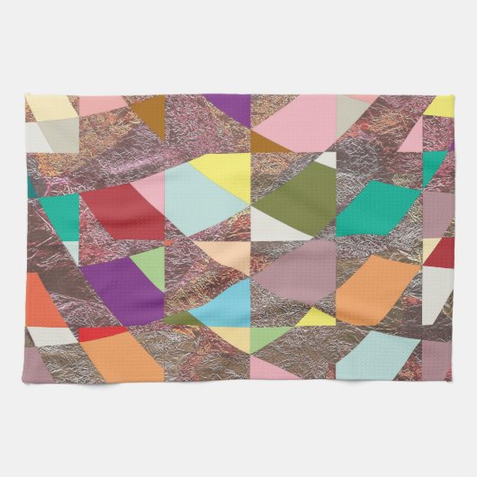 抽象芸術カラーグリッター キッチンタオル (横)