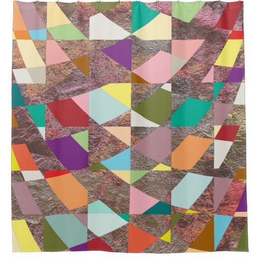 抽象芸術カラーグリッター シャワーカーテン (正面)