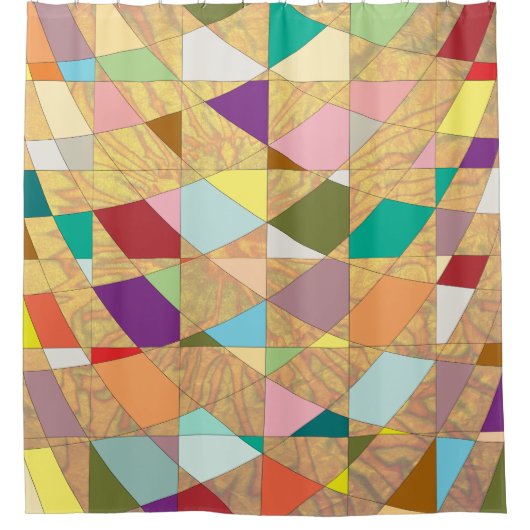 抽象芸術カラーサンバースト シャワーカーテン (正面)