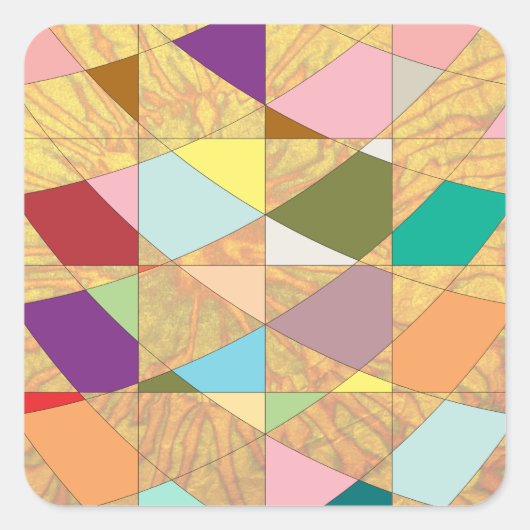 抽象芸術カラーサンバースト スクエアシール (正面)