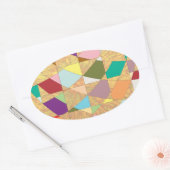 抽象芸術カラーサンバースト 楕円形シール (封筒)