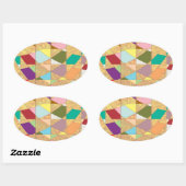 抽象芸術カラーサンバースト 楕円形シール (シート)