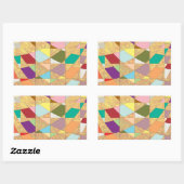 抽象芸術カラーサンバースト 長方形シール (シート)