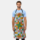 抽象芸術カラーシームレスパターン エプロン (着用した状態)
