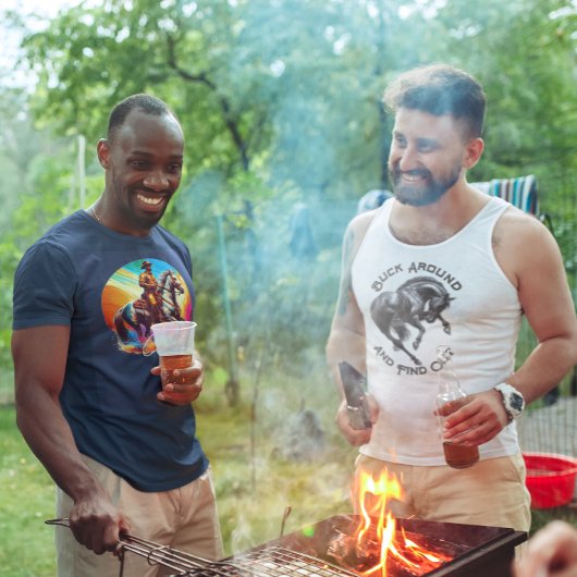 抽象芸術カラーズカウボーイと馬 Tシャツ