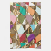 抽象芸術カラーズゴールドフォイル キッチンタオル (縦)