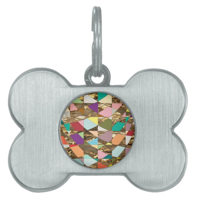 抽象芸術カラーズゴールドフォイル ペットネームタグ (正面)