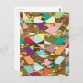 抽象芸術カラーズゴールドフォイル ポストカード (正面/裏面)