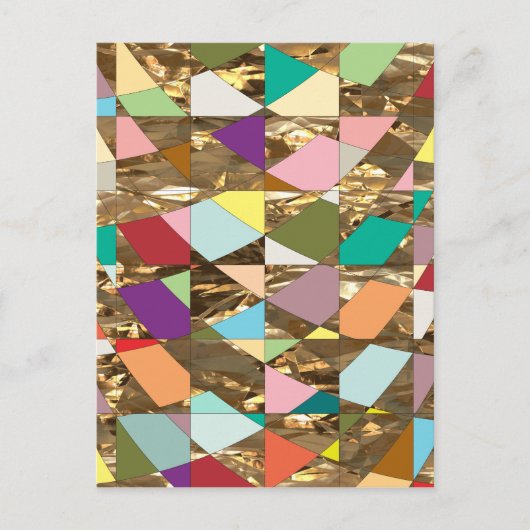 抽象芸術カラーズゴールドフォイル ポストカード (正面)