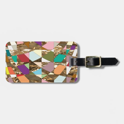 抽象芸術カラーズゴールドフォイル ラゲッジタグ (正面横)