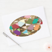 抽象芸術カラーズゴールドフォイル 楕円形シール (封筒)