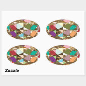 抽象芸術カラーズゴールドフォイル 楕円形シール (シート)