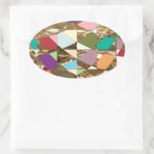 抽象芸術カラーズゴールドフォイル 楕円形シール (バッグ)