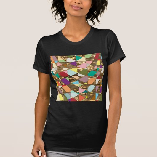 抽象芸術カラーズゴールドフォイル Tシャツ (正面)